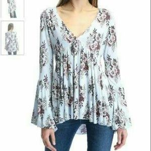 Free people powder blue floral top